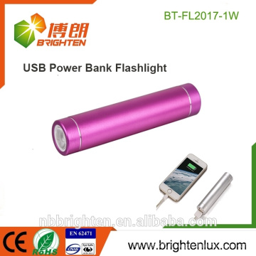 Le moins cher en gros Aluminium Métal 1 * 18650 batterie Promotionnel USB Chargeur de puissance de la banque lampe de poche led mini torche